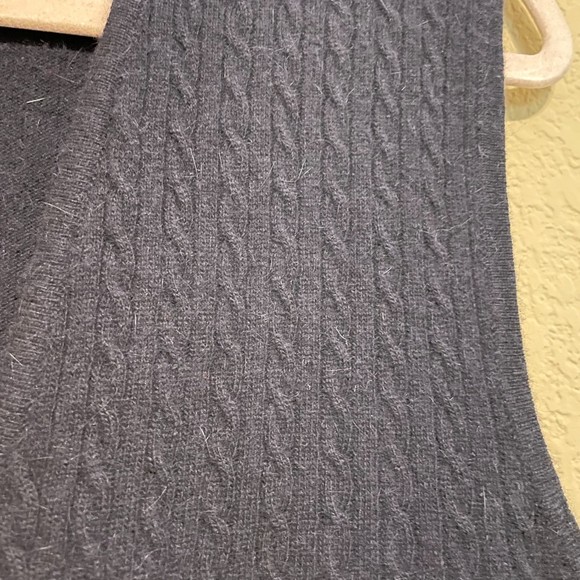 VTG Preswick & Moore Navy Blue Cable Knit Lambswool Angora Sweater Vest Medium - Picture 4 of 6